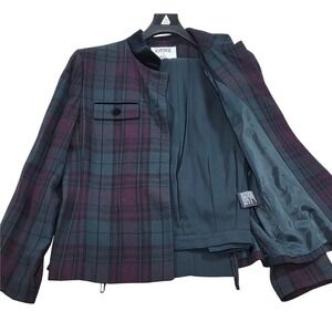 VTG‎ Kasper ASL Womens 10 Purple Plaid Suit Set - Blazer Jacket, Pants & Skirt